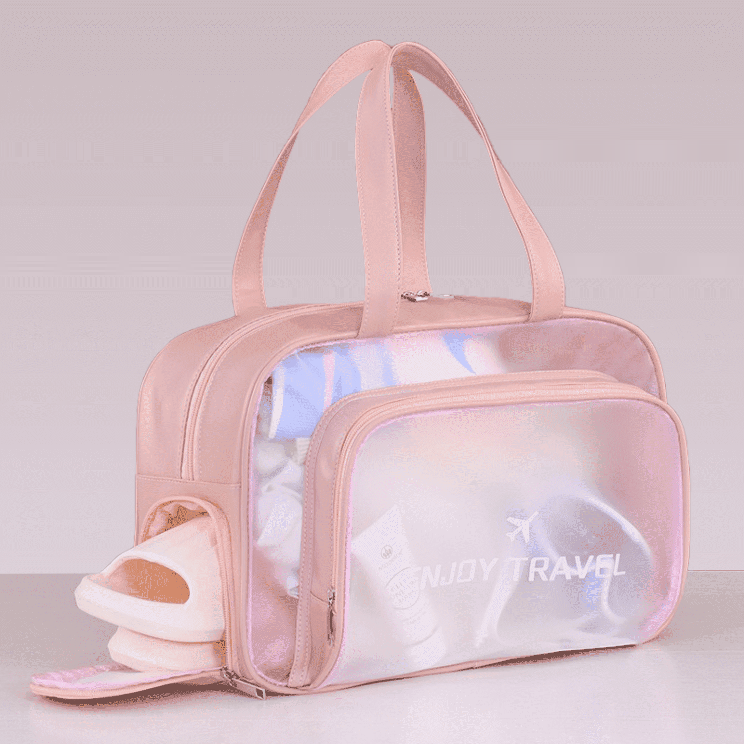 Waterproof Swim Bag with Wet Dry ​Shoe Compartment Cosmetic Bag for Beach Gym Sports Travel Storage Toiletries Makeup Organizer