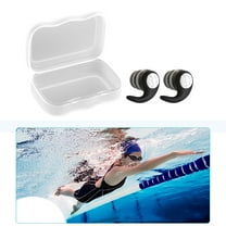 Waterproof Swimming Ear Plugs - 1 Pairs of Reusable Soft Silicone Swim Earplugs, Ear Protection for 4-12 Years - Ideal for Surfing, Diving, Pool, Showering, and Water Sports ,Black