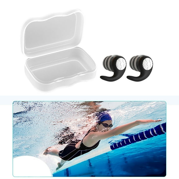 Waterproof Swimming Ear Plugs - 1 Pairs of Reusable Soft Silicone Swim Earplugs, Ear Protection for 4-12 Years - Ideal for Surfing, Diving, Pool, Showering, and Water Sports ,Black
