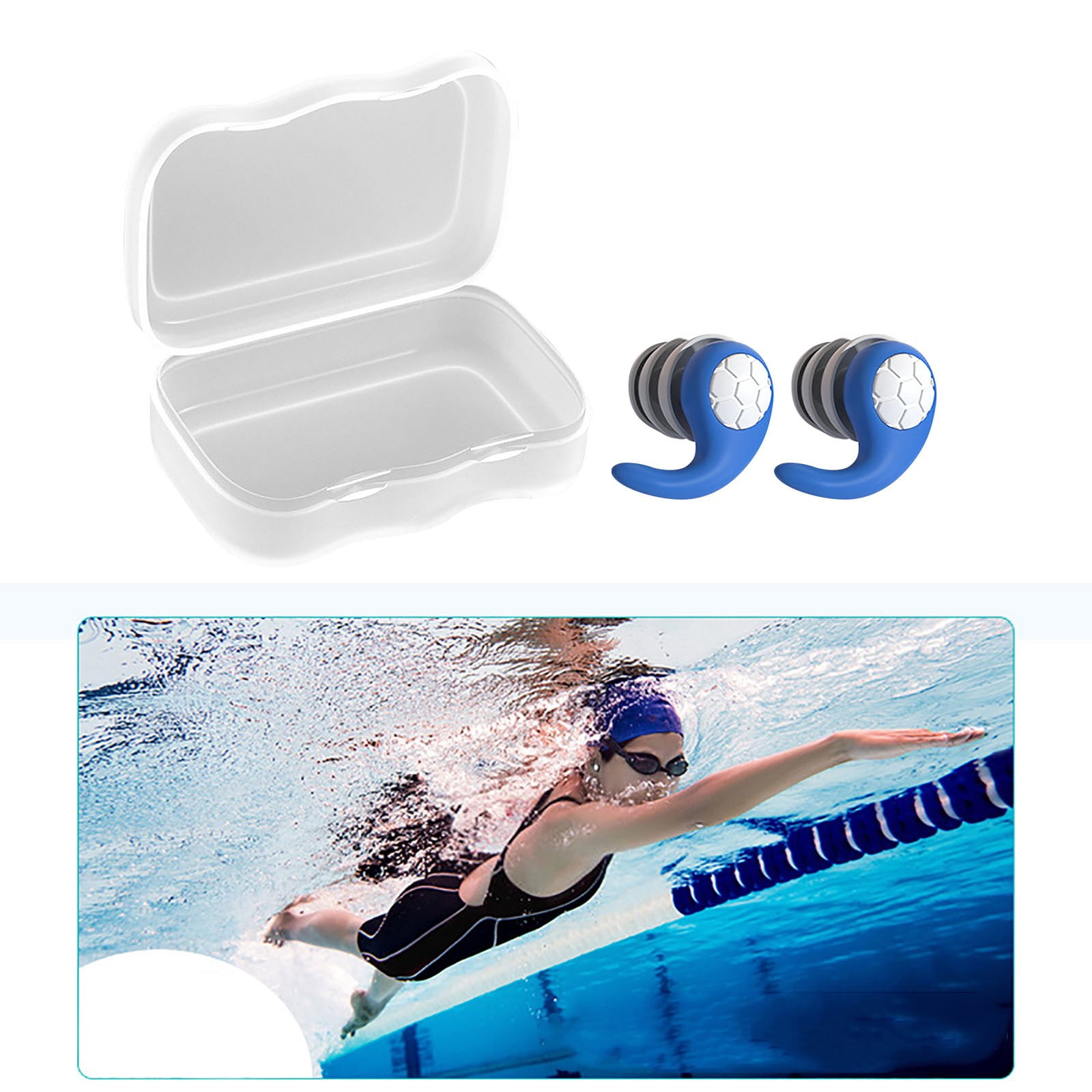 Waterproof Swimming Ear Plugs - 1 Pairs of Reusable Soft Silicone Swim ...