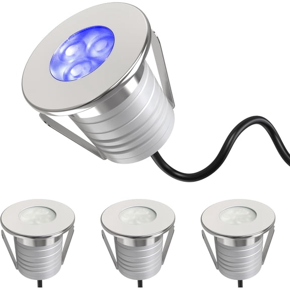 Waterproof Swimming Pool Lights, 4 Packs 3W Dimmable IP68 Blue LED Underwater Light, 12V-24V DC, 12V AC Low Voltage Pond Lights for Pools Stream Waterfall Fountains, Landscape, Color Light