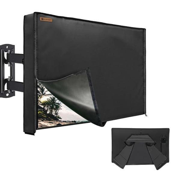 Waterproof TV Cover, 600D Heavy Duty Dustproof Outside Flat Screen TV Cover with Three-sided Zipper for 30-32 in TV