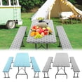 thumbnail image 1 of Waterproof Table Cover, Outdoor Courtyard Picnic Tablecloth Three Piece Set, Back Flannel Elastic Table Cover, Durable Weatherproof Shield for Outdoor Furniture and Picnic Tables Use, by UKHCCC, 1 of 9