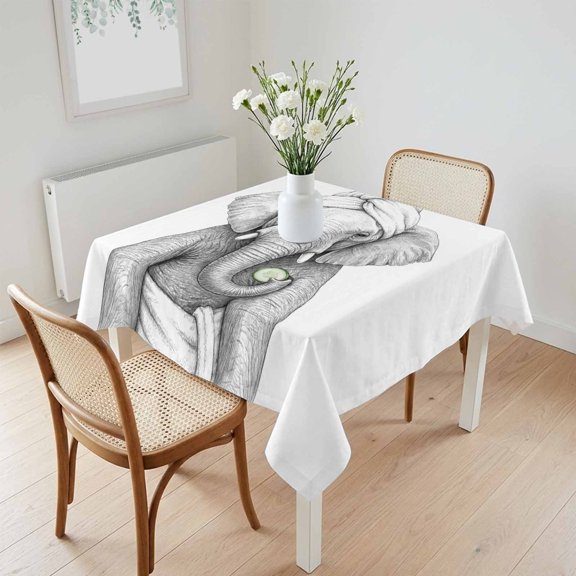 Waterproof Tablecloth Abstract Elephant Cucumber SPA Square Table Cloth 60x60in,Wipeable Washable Table Cover Funny Animal Shower Art Tablecloths for Dining Tables Kitchen Picnic Camping Ourdoor