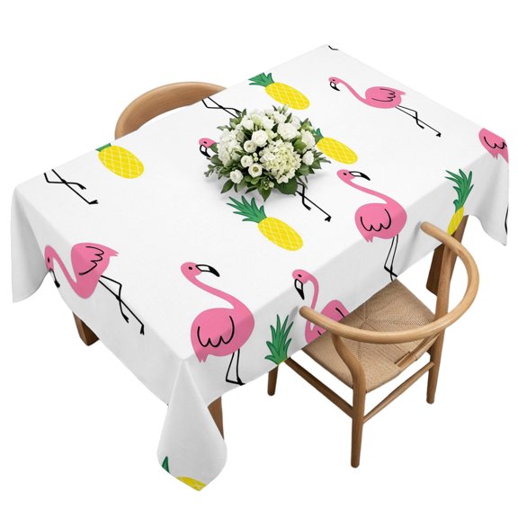 Waterproof Tablecloth Abstract Flamingo Sketch Pineapples Rectangle Table Cloth 60x120in,Wipeable Washable Table Cover Watercolor Animal Fruit Tablecloths for Dining Tables Kitchen Picnic Ourdoor