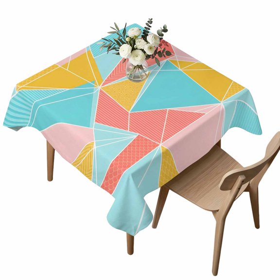 Waterproof Tablecloth Abstract Geometric Triangle Square Table Cloth 54x54in,Wipeable Washable Table Cover Modern Aesthetic Art Tablecloths for Dining Tables Kitchen Picnic Camping Ourdoor Party