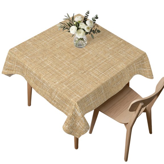 Waterproof Tablecloth Abstract Linen Woven Textile Square Table Cloth 54x54in,Wipeable Washable Table Cover Terracotta Burlap Texture Tablecloths for Dining Tables Kitchen Picnic Outdoor Party