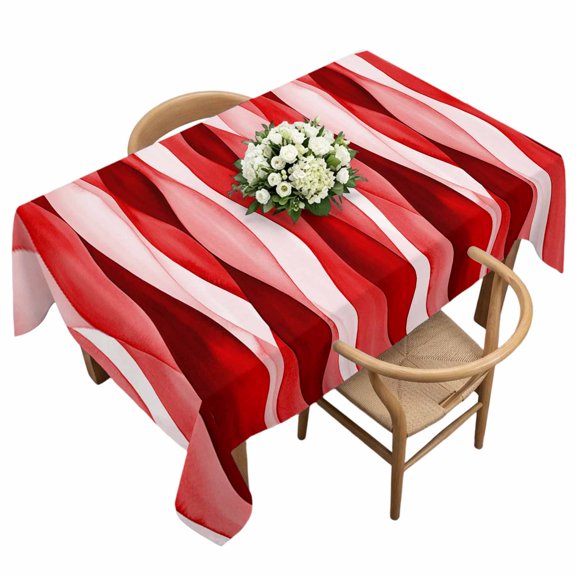 Waterproof Tablecloth Abstract Red Wave Stripe Texture Rectangle Table Cloth 60x120in,Wipeable Washable Table Cover Minimalist Art Water Ripple Tablecloths for Dining Tables Kitchen Picnic Ourdoor