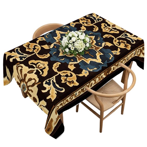Waterproof Tablecloth Abstract Retro Geometric Floral Pattern Rectangle Table Cloth 60x120in,Wipeable Washable Table Cover Ethnic Style Tablecloths for Dining Tables Kitchen Picnic Camping Ourdoor