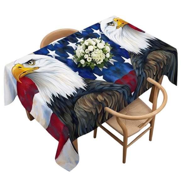 Waterproof Tablecloth American Eagle Flag Rectangle Table Cloth 60x120in,Wipeable Washable Table Cover Independence Day Flag Tablecloths for Dining Tables Kitchen Picnic Camping Ourdoor Party