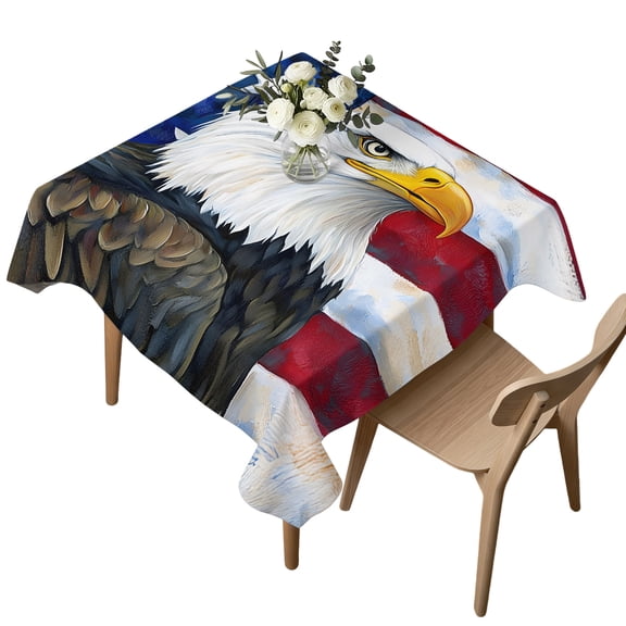 Waterproof Tablecloth American Eagle Flag Square Table Cloth 54x54in,Wipeable Washable Table Cover Independence Day Flag Tablecloths for Dining Tables Kitchen Picnic Camping Ourdoor Party