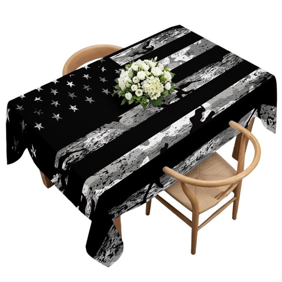 Waterproof Tablecloth American Flag Independence Day Rectangle Table Cloth 60x120in,Wipeable Washable Table Cover USA Stars and Stripes Camouflages Tablecloths for Dining Tables Kitchen Picnic
