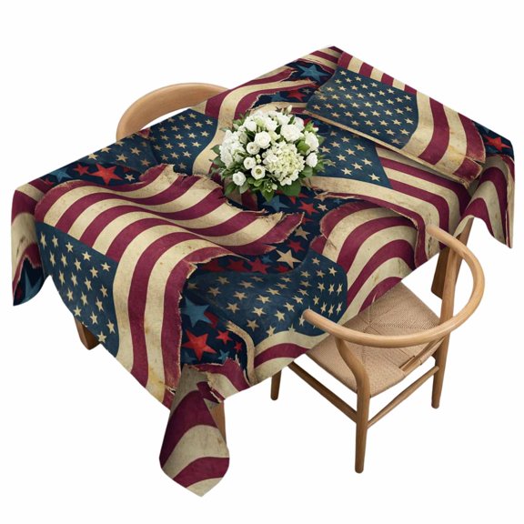 Waterproof Tablecloth American Independence Day Flag Rectangle Table Cloth 60x120in,Wipeable Washable Table Cover Patriotic Stars Stripes Flags Tablecloths for Dining Tables Kitchen Picnic Ourdoor