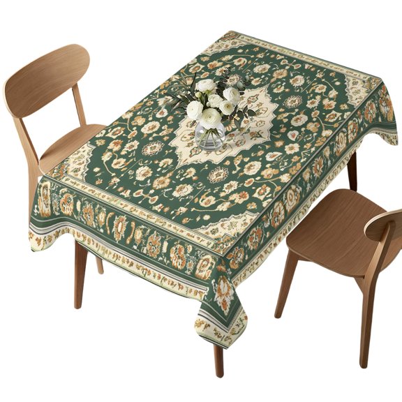 Waterproof Tablecloth Bohemian Vintage Farm Pattern Rectangle Table Cloth 52x70in,Wipeable Washable Table Cover Classical Traditional Flower Tablecloths for Dining Tables Kitchen Picnic Ourdoor