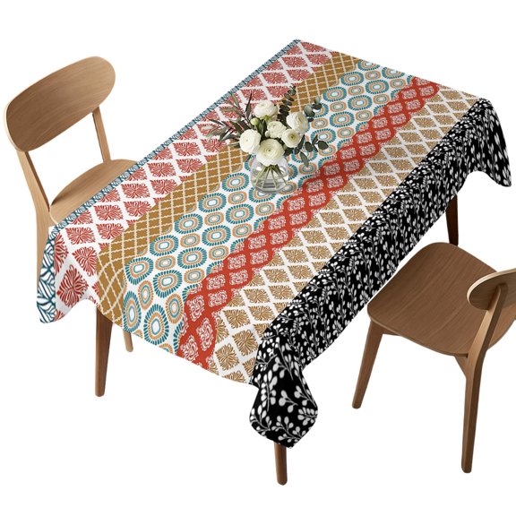Waterproof Tablecloth Boho Abstract Geometric Ethnic Style Rectangle Table Cloth 52x70in,Wipeable Washable Table Cover Damask Floral Moroccan Plaid Tablecloths for Dining Tables Kitchen Picnic