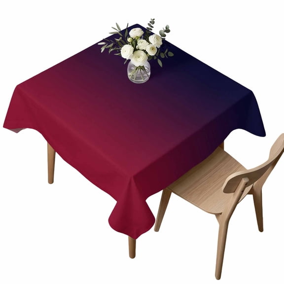 Waterproof Tablecloth Burgundy Red Gradient Ombre Square Table Cloth 54x54in,Wipeable Washable Table Cover Dark Maroon Shadow Tablecloths for Dining Tables Kitchen Picnic Camping Ourdoor Party