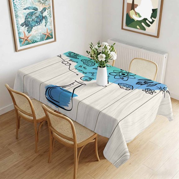Waterproof Tablecloth Chemical Formula Beaker on Wood Grain Rectangle Table Cloth 60x84in,Wipeable Washable Table Cover School Season Tablecloths for Dining Tables Kitchen Picnic Camping Ourdoor