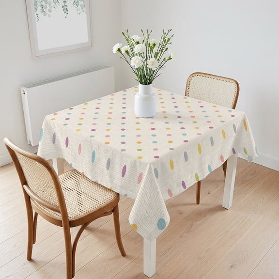 Waterproof Tablecloth Colorful Polka Dot Square Table Cloth 60x60in,Wipeable Washable Table Cover Vintage Boho Polka Dot Tablecloths for Dining Tables Kitchen Picnic Camping Outdoor Party