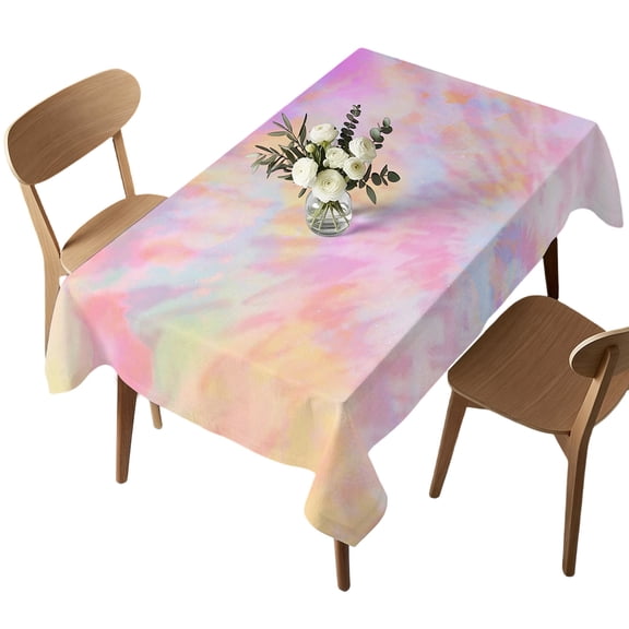 Waterproof Tablecloth Colorful Rainbow Tie Dye Style Rectangle Table Cloth 52x70in,Wipeable Washable Table Cover Colored Abstract Art Tablecloths for Dining Tables Kitchen Picnic Camping Ourdoor
