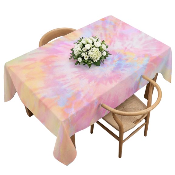 Waterproof Tablecloth Colorful Rainbow Tie Dye Style Rectangle Table Cloth 60x120in,Wipeable Washable Table Cover Colored Abstract Art Tablecloths for Dining Tables Kitchen Picnic Camping Ourdoor