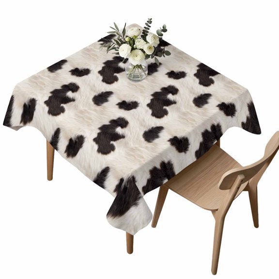 Waterproof Tablecloth Farm Dairy Cow Skin Spots Square Table Cloth 54x54in,Wipeable Washable Table Cover Abstract Black White Color Block Tablecloths for Dining Tables Kitchen Picnic Ourdoor