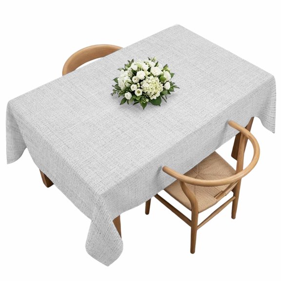 Waterproof Tablecloth Farmhouse Light Gray Flax Rectangle Table Cloth 60x120in,Wipeable Washable Table Cover Retro Linen Burlap Texture Tablecloths for Dining Tables Kitchen Picnic Camping Ourdoor