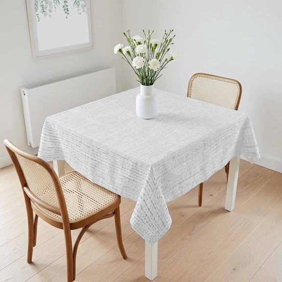 Waterproof Tablecloth Farmhouse Light Gray Flax Square Table Cloth 60x60in,Wipeable Washable Table Cover Retro Linen Burlap Texture Tablecloths for Dining Tables Kitchen Picnic Camping Ourdoor