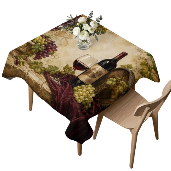 Waterproof Tablecloth Farmhouse Wine Grape Square Table Cloth 54x54in,Wipeable Washable Table Cover Pastoral Rustic Fruit Leaves Tablecloths for Dining Tables Kitchen Picnic Camping Outdoor Party