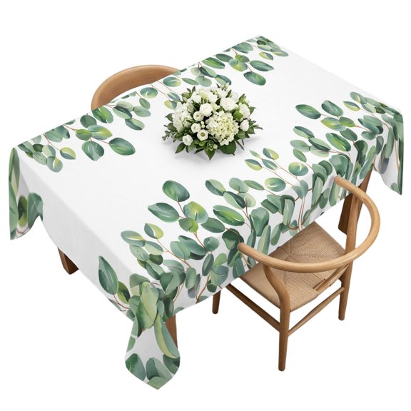 Waterproof Tablecloth Farmhouses Eucalyptus Leaves Rectangle Table Cloth 60x120in,Wipeable Washable Table Cover Green Botanical Leaf Plant Tablecloths for Dining Tables Kitchen Picnic Ourdoor