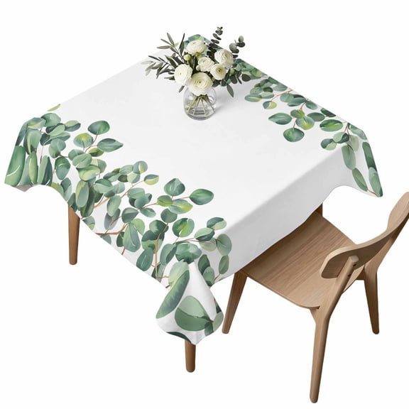 Waterproof Tablecloth Farmhouses Eucalyptus Leaves Square Table Cloth 54x54in,Wipeable Washable Table Cover Green Botanical Leaf Plant Tablecloths for Dining Tables Kitchen Picnic Camping Ourdoor