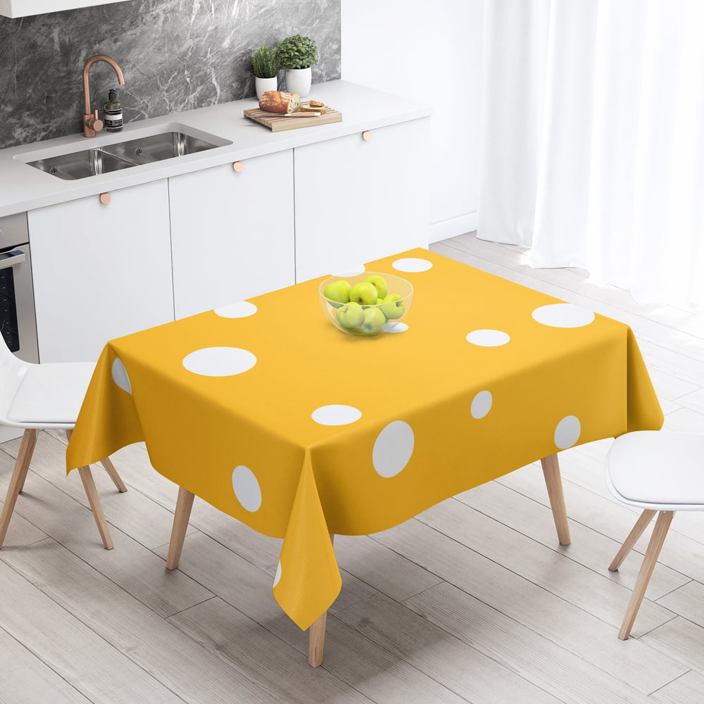 Waterproof Tablecloth Flower Flora Plant Yellow Green Black Antistain Dining Tables Cover for