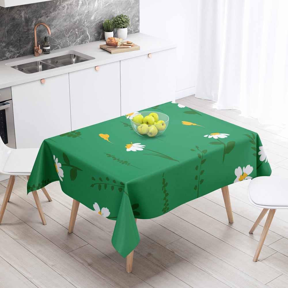 Waterproof Tablecloth Flower Flora Plant Yellow Green Black Antistain