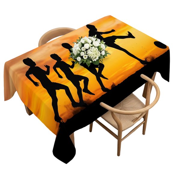 Waterproof Tablecloth Football Sports Competition Rectangle Table Cloth 60x120in,Wipeable Washable Table Cover Sunset Background Tablecloths for Dining Tables Kitchen Picnic Camping Ourdoor Party