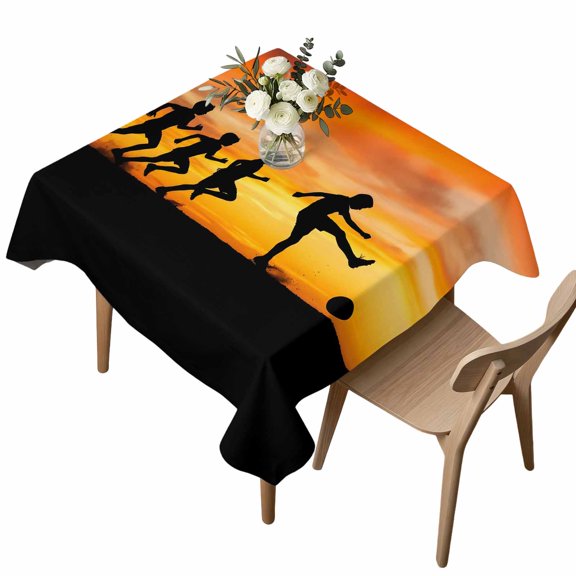 Waterproof Tablecloth Football Sports Competition Square Table Cloth 54x54in,Wipeable Washable Table Cover Sunset Background Tablecloths for Dining Tables Kitchen Picnic Camping Ourdoor Party