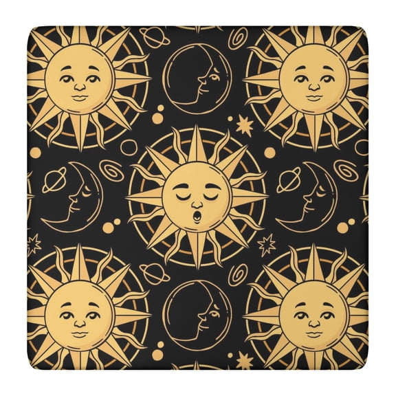 Waterproof Tablecloth Gothic Moon Eyes Night Sky Celestial Eclipse Design, Elastic Edge Vinyl Table Cover with Back for Outdoor Events