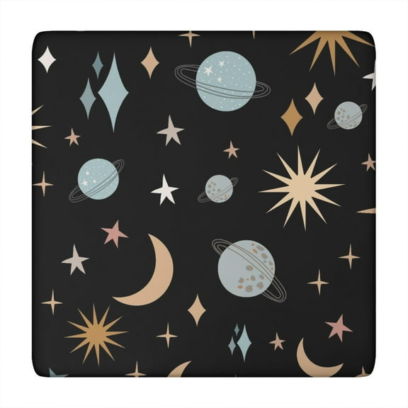 Waterproof Tablecloth Gothic Moon Eyes Night Sky Celestial Eclipse Design, Elastic Edge Vinyl Table Cover with Back for Outdoor Events