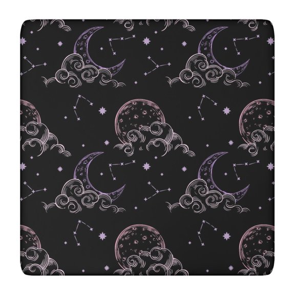 Waterproof Tablecloth Gothic Moon Eyes Night Sky Celestial Eclipse Design, Elastic Edge Vinyl Table Cover with Back for Outdoor Events