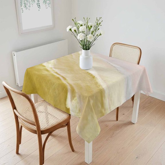 Waterproof Tablecloth Gradient Ginger Waves Square Table Cloth 60x60in,Wipeable Washable Table Cover Abstract Bohemian Beach Tablecloths for Dining Tables Kitchen Picnic Camping Ourdoor Party