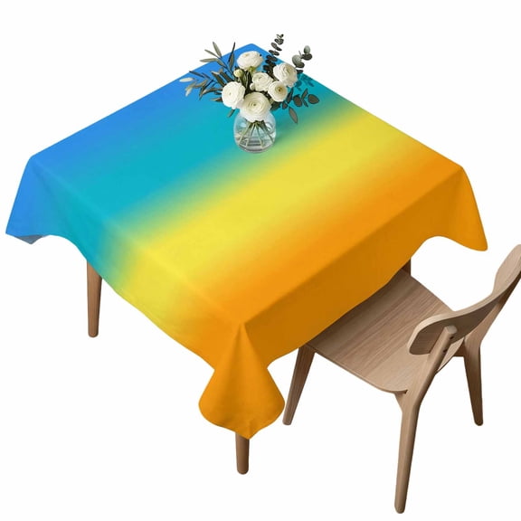 Waterproof Tablecloth Gradient Striped Rainbow Square Table Cloth 54x54in,Wipeable Washable Table Cover Modern Minimalist Art Tablecloths for Dining Tables Kitchen Picnic Camping Ourdoor Party