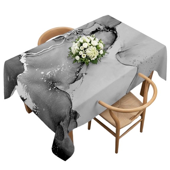 Waterproof Tablecloth Gray Marble Water Waves Rectangle Table Cloth 60x120in,Wipeable Washable Table Cover Retro Ripples Abstract Art Tablecloths for Dining Tables Kitchen Picnic Camping Ourdoor