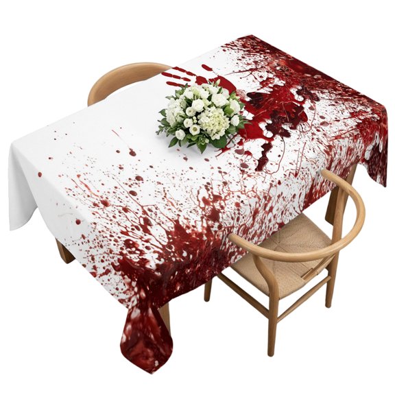 Waterproof Tablecloth Halloween Bloody Handprint Rectangle Table Cloth 60x120in,Wipeable Washable Table Cover Horror Blood Bloody Palm Tablecloths for Dining Tables Kitchen Picnic Camping Ourdoor