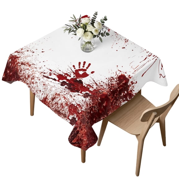 Waterproof Tablecloth Halloween Bloody Handprint Square Table Cloth 54x54in,Wipeable Washable Table Cover Horror Blood Bloody Palm Tablecloths for Dining Tables Kitchen Picnic Camping Ourdoor Party