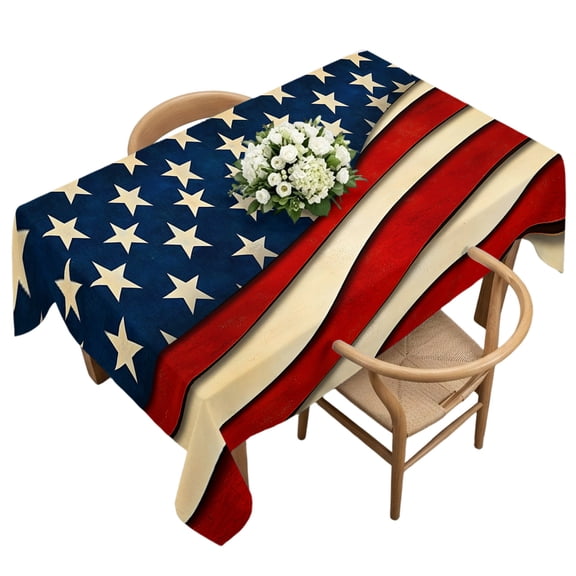 Waterproof Tablecloth Independence Day Stars and Stripes Rectangle Table Cloth 60x120in,Wipeable Washable Table Cover Patriotic USA Flag Tablecloths for Dining Tables Kitchen Picnic Camping Ourdoor