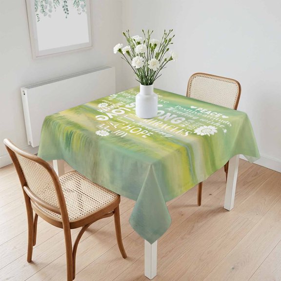 Waterproof Tablecloth Inspiration Quotes Heart Shaped Square Table Cloth 60x60in,Wipeable Washable Table Cover Watercolor Tie-Dye Gradient Tablecloths for Dining Tables Kitchen Picnic Ourdoor