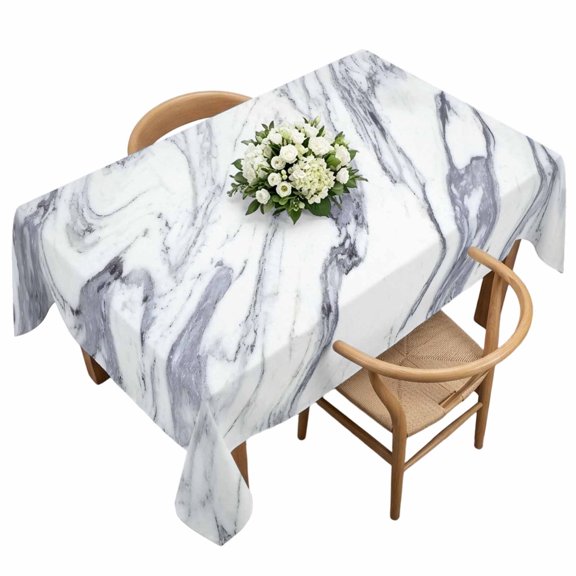 Waterproof Tablecloth Marble Stone Texture Rectangle Table Cloth 60x120in,Wipeable Washable Table Cover Grey and White Tablecloths for Dining Tables Kitchen Picnic Camping Ourdoor Party