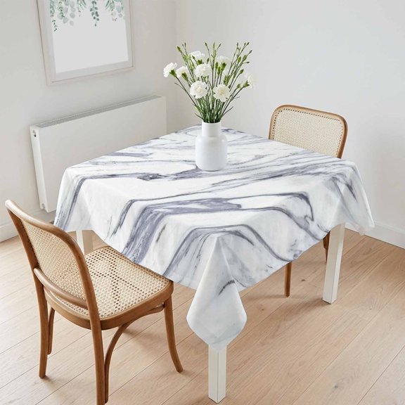 Waterproof Tablecloth Marble Stone Texture Square Table Cloth 60x60in,Wipeable Washable Table Cover Grey and White Tablecloths for Dining Tables Kitchen Picnic Camping Ourdoor Party