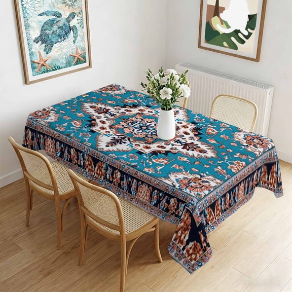 Waterproof Tablecloth Mid Century Abstract Boho Pattern Rectangle Table Cloth 60x102in,Wipeable Washable Table Cover Terracotta Aesthetic Tablecloths for Dining Tables Kitchen Picnic Ourdoor