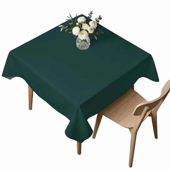 Waterproof Tablecloth Minimalist Art Solid Dark Green Square Table Cloth 54x54in,Wipeable Washable Table Cover Plain Single Pure Color Tablecloths for Dining Tables Kitchen Picnic Camping Ourdoor