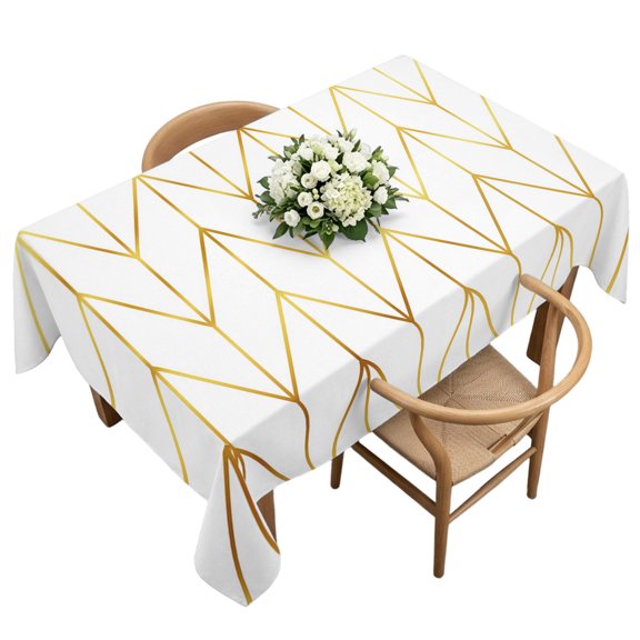 Waterproof Tablecloth Minimalist Yellow Herringbone Arrow Rectangle Table Cloth 60x120in,Wipeable Washable Table Cover Abstract Geometric Line Tablecloths for Dining Tables Kitchen Picnic Ourdoor