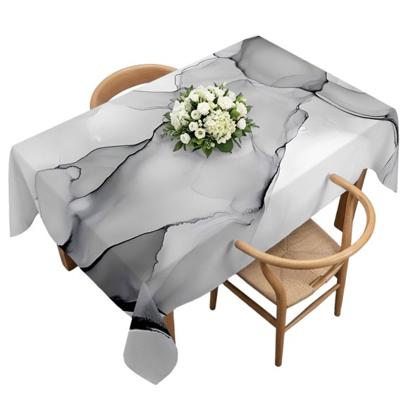 Waterproof Tablecloth Modern Natural Marble Gradient Art Rectangle Table Cloth 60x120in,Wipeable Washable Table Cover Abstract Stone Gray White Tablecloths for Dining Tables Kitchen Picnic Ourdoor